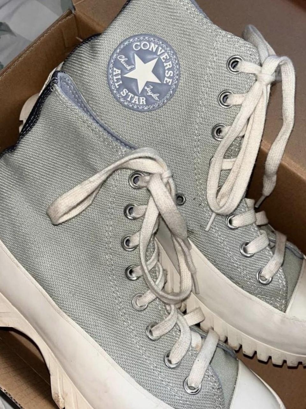 Converse All Star High-Top Platform Sneakers in Light Gray